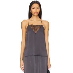 Karina Grimaldi Regatta Black Lace Trim Tank Top Medium